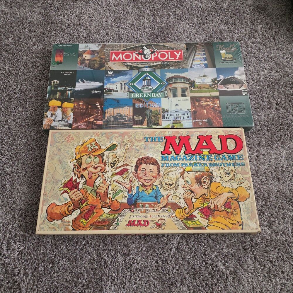 Vintage 1979 THE MAD MAGAZINE GAME + Monopoly City of GreenBay - game lot